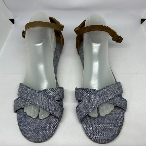 Toms Chambray Denim Sienna Open Toe Flat Sandal W9.5 - Picture 5 of 12